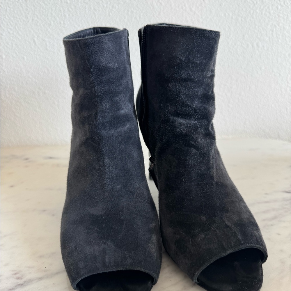 CHANEL Black Suede Ankle Booties